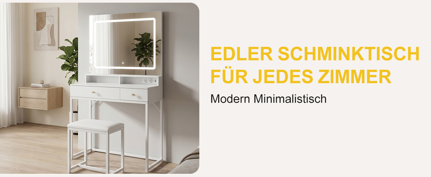 Weißer Schminktisch für Schlafzimmer und kleine Räume