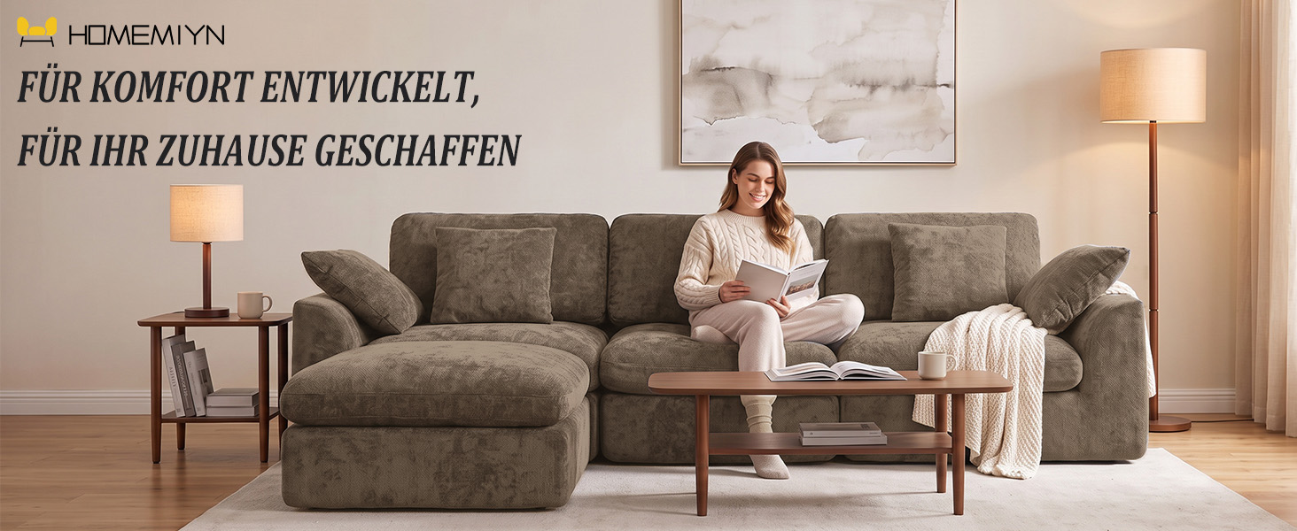 HomeMiYN modulares Chenille Sofa im Wohnzimmer