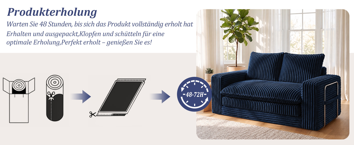 Hinweise zum Auspacken und Entfalten des Schlafsofas