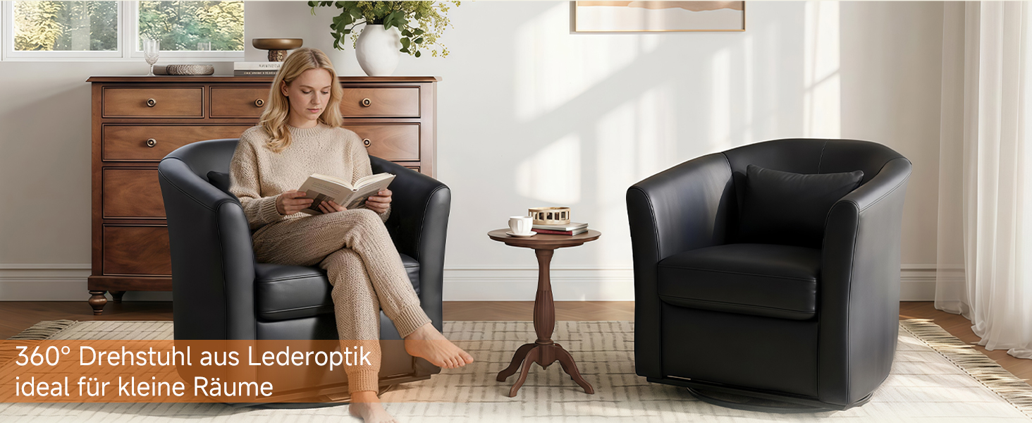 HomeMiYN Drehsessel mit 360° Drehfunktion und komfortabler Sitzposition