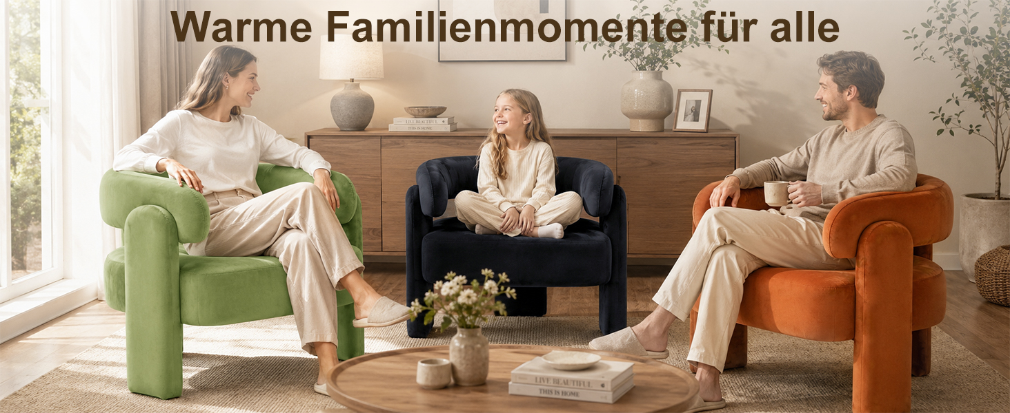 HomeMiYN Samt-Sessel im Wohnzimmer