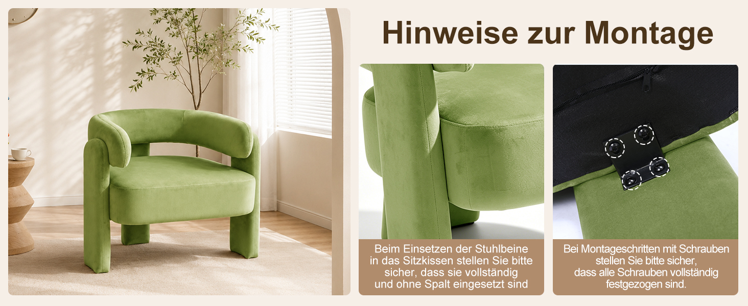 Montage des HomeMiYN Samt-Sessels