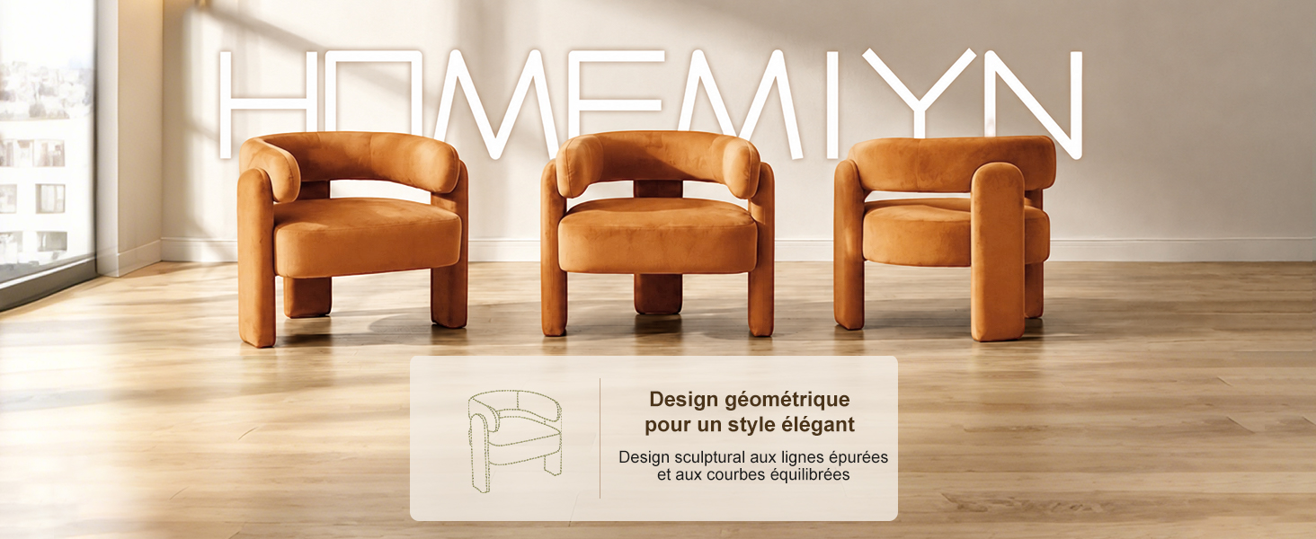 HomeMiYN Samt-Sessel mit elegantem geometrischem Design